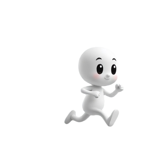 a small cute white character that runing