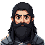 human knight, long black hair and beard, black eyes, helmetless