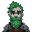 human knight with grey skin and green hair and beard
