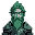 human knight with grey skin and green hair and beard
