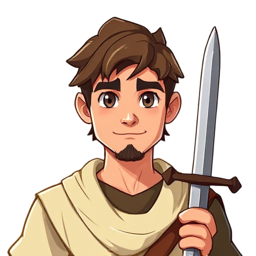 nephi from the boo of mormon, a young strong man, with a sword on his hand