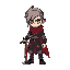 quero um personagem com uma espada toda preta e quero que o personagem tenha os olhos vermelhos