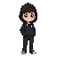 a boy wearing black clothes and a black hoodie with the hood up