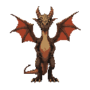 alf-flesh, half-complete dragon seen from the waist up, facing forward. the creature has no visible eyes—its eye sockets are covered by skin or scales. its body is covered in deep lava scars that glow faintly, and it has long, tattered wings stretching be