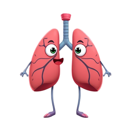 human lungs with eyes, mouth, arms, and legs