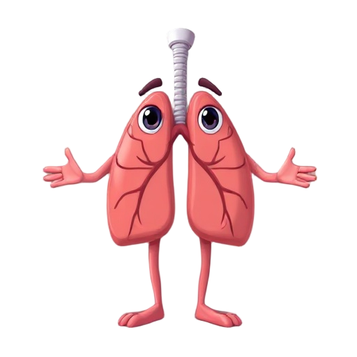human lungs with eyes, mouth, arms, and legs