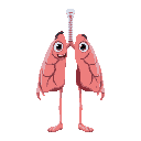 human lungs with eyes, mouth, arms, and legs