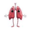 human lungs with eyes, mouth, arms, and legs