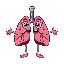 human lungs with eyes, mouth, arms, and legs