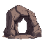 cave rock side view, almost triangle like with whole/door