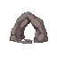 cave rock side view, almost triangle like with whole/door,not a gate, a cave