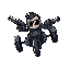 a flyng radical tricicle with dark glasses and three machine guns