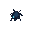 a tiny, simple digital bug enemy. body shaped like a dark mouse cursor, scuttling on thin legs. a single glowing blue led for an eye