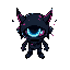  art glitch character, top-down, hand-drawn style, dark with neon fragments, big glowing eye, mysterious, , transparent background
