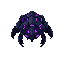 floating elite enemy, a digital corruptor. its dark, segmented shell has glowing purple cracks of energy. imposing, minimalist