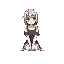 anime girl sitting down with a black outline