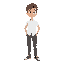 create a character who is a student, he wears a white shirt and must stand to the side