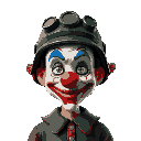 clown with world war 2 helmet, green background