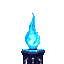 deep blue lantern candle dungeon emitting light blue light 