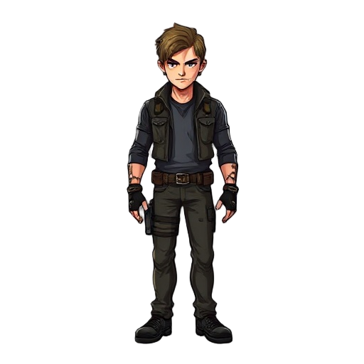 crie uma sprite 2d do leon kennedy de resident evil 4