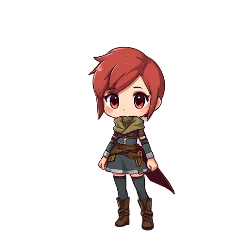 girl, tomboy, mercenary, short red hair