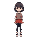 a bealtiful girl in licra clothes with short and black hair