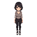 a bealtiful woman in licra clothes with short and black hair in top down