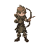 fantasy arche, idle, standing with bow in hand, detailed but simple colors