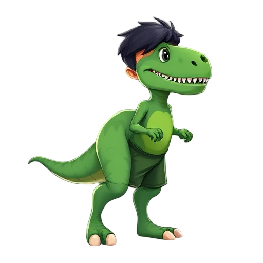 i want to create character sprite to create a customized dino game by google. the character is a boy with green top and green shorts, black hair. quality should be look like the dinosaur in dino game