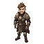 a male warrior in angular armor with middle height hair. 