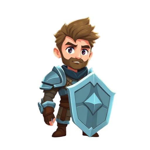 a male warrior in angular armor with middle height hair. 