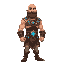bald brown bearded muscular guy, wearing fantasy gem studded tunic