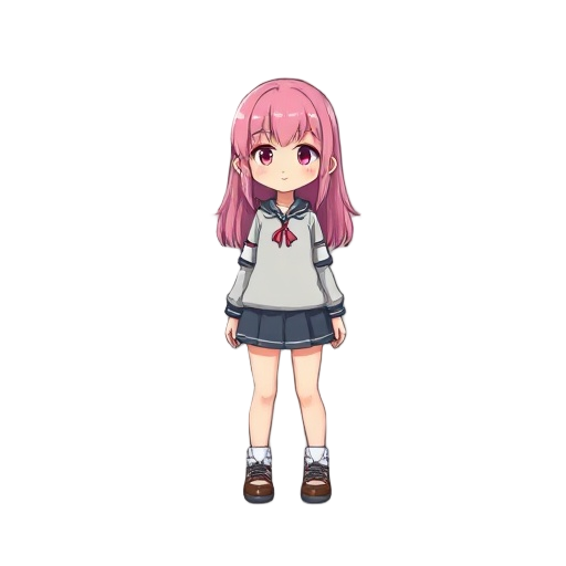 a girl with pink hair