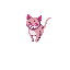 a neon cat standing on two facing viewer