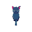 a neon cat standing on two facing viewer