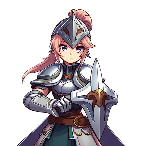 female knight,portrait,anime style,jrpg style,like genshin impact