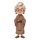 full body no background pixel elder sensei female 70 year old