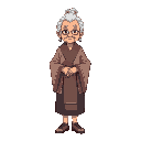 full body no background pixel elder sensei female 70 year old