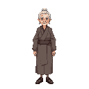 full body no background pixel elder sensei female 70 year old