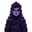 a void warrior in purple and black robes