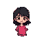 crie um sprite de uma menina sem rosto cabelo preto com uma camisa rosa estilo pixel parecido com esprites do jogo a casa de brinquedos do sr hop