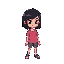 crie um sprite de uma menina sem rosto cabelo preto com uma camisa rosa estilo pixel parecido com esprites do jogo a casa de brinquedos do sr hop