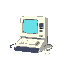 windows 1998, big boxy computer with keyboard and mouse icon sized tiny computer