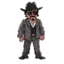 "please create a 2d character inspired by the scarface theme, designed for a top-down game. the character should have a classic gangster look reminiscent of the scarface universe, but viewed from above. include details about personality, clothing, and any