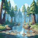 forest background with water in front 