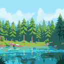 forest in background with water in front