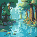 forest background with water in front 