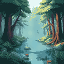 forest in background with water in front
