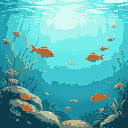 natural underwater freshwater lake with fish and plants