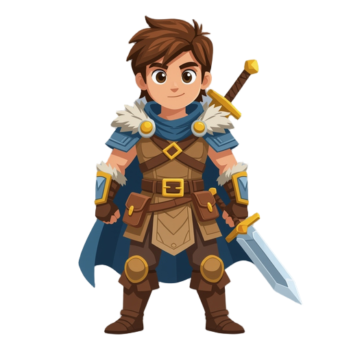 hero warrior with brown hair